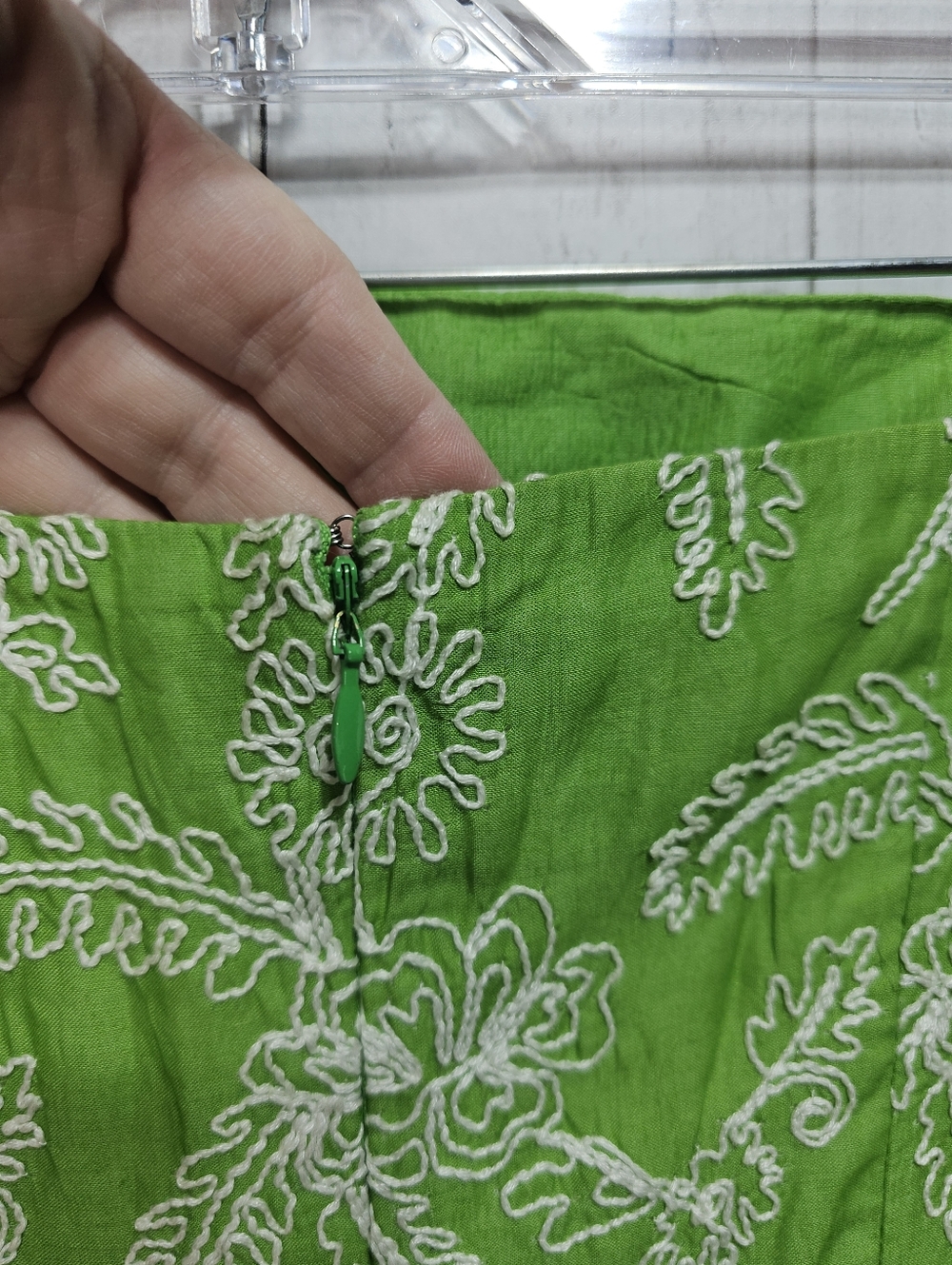 Milly Of New York Women’s Green  Embroidered Cotton Strapless Dress Size 8. - Picture 10 of 12